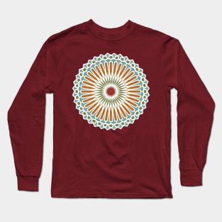 Orange Flower Arabic Tiles Long Sleeve T-Shirt